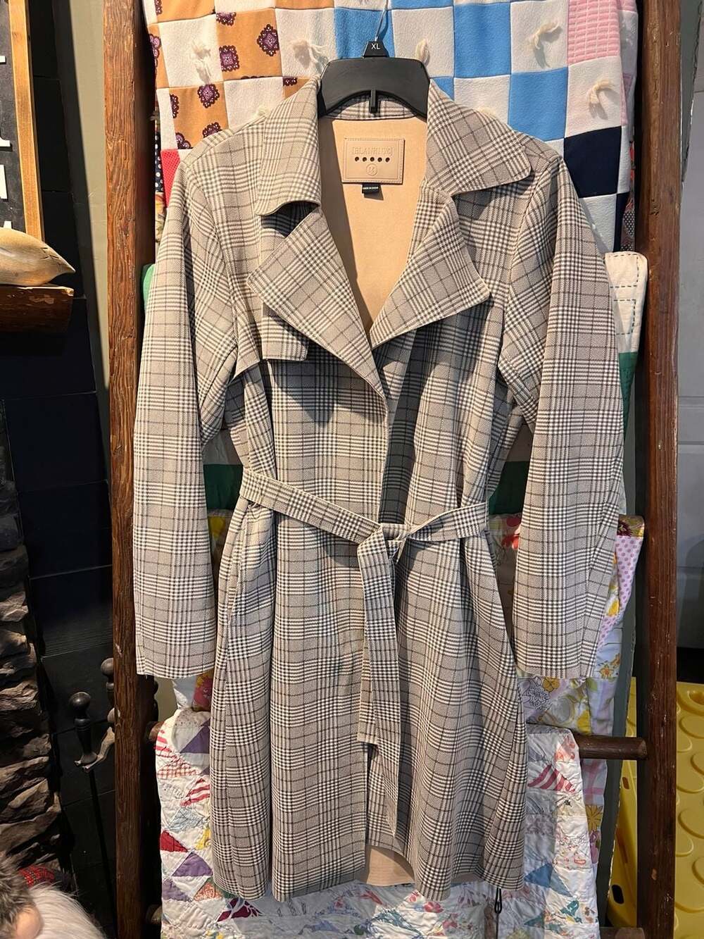 NWT BlankNYC Plaid Trench Coat Size M